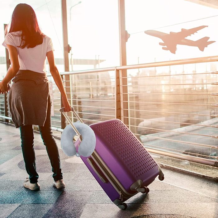 Подушка для шиї у літак/подорожі Memory Foam, підтримка шиї, зручна та легка, Quick Pack, для кемпінгу та сну (Чорний)