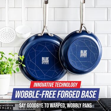 Набір сковорідок Blue Diamond Cookware Diamant, 2 шт. (24 см та 28 см), керамічне антипригарне покриття, без PFAS, для всіх плит (включно з індукцією), можна мити в посудомийній машині, термостійкий