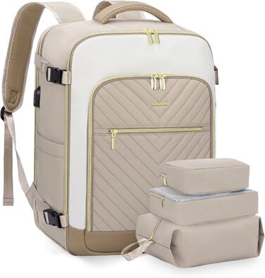 Рюкзак LOVEVOOK для жінок, 40л, ручна поклажа, для ноутбука 18 дюймів, водонепроникний, для подорожей, бізнесу, сумка-дуфіль, набір ручної поклажі, бежевий, хакі
