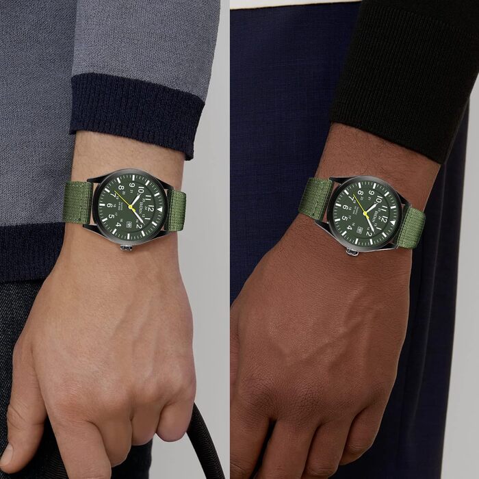 HANPOSH Годинник чоловічий військовий тактичний з датою, водонепроникний 3ATM, кварцовий, з індикатором 12/24 годин (зелений/чорний/зелений)