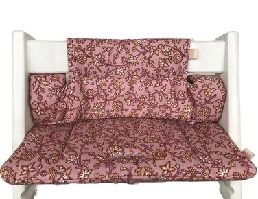 Дитяча подушка LUCCA для стільця Stokke Tripp Trapp, ламінована, легка чистка, джунглі бірюза, жовто-рожеві квіти