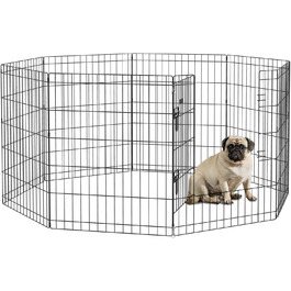 PawHut вольєр для цуценят, 76 см, 8-секційний, з замком, металевий, чорний