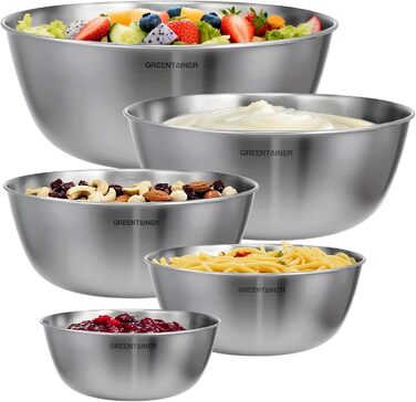 Набір салатниць та мисок Greentainer з нержавіючої сталі, 5 шт. (0,8л - 5,2л)