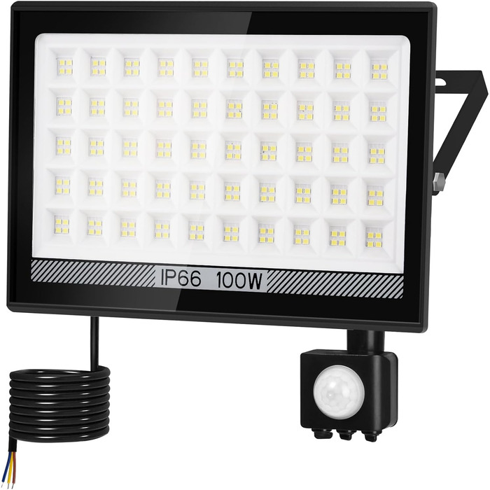 NATPOW LED Flood Light with Motion Sensor, Outdoor, 100W LED Floodlight with IP66 Waterproof, 6000K Super Bright Spotlight for Garden, Garage, Sports Field, Backyard (2 Pack) (100w-1p)