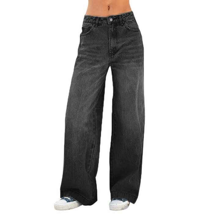 Джинси Weite Leg прямого крою, Used-Look, чорні, розмір XL