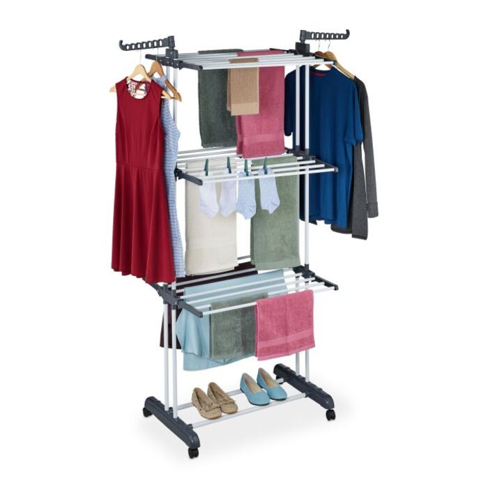 Relaxdays Clothes Rail Tower with Wheels