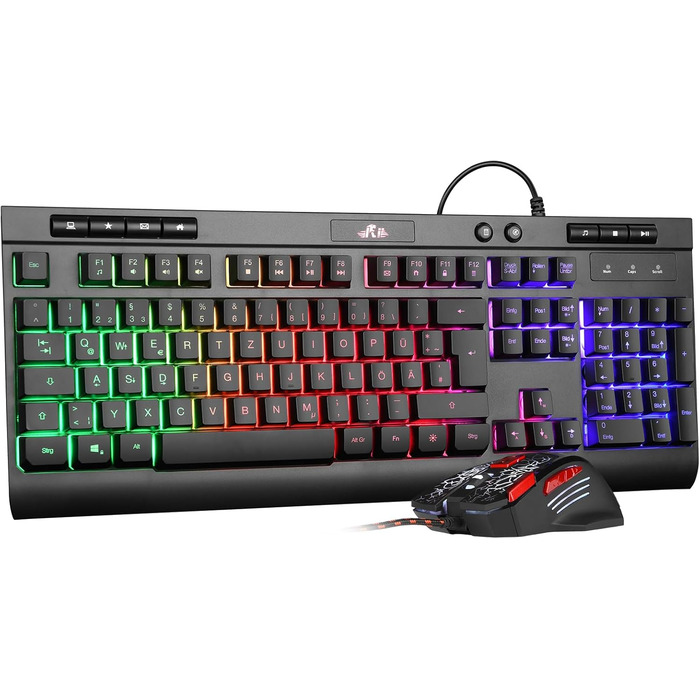Геймінговий комплект клавіатури та миші Rii RK900: ергономічний дизайн, QWERTZ-клавіатура, сумісність з PC, Laptop, Xbox, PS4, PS5