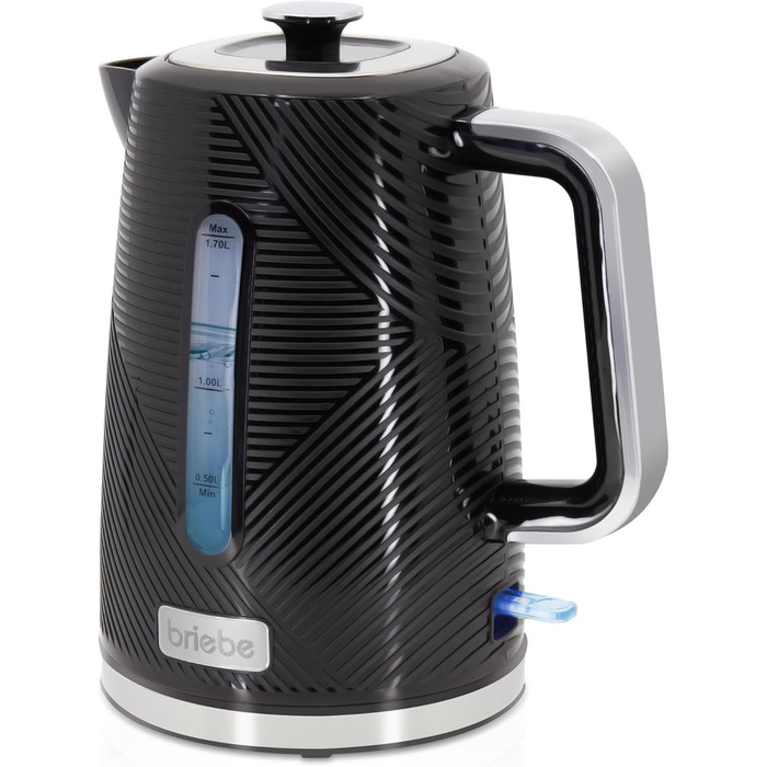 Набір для сніданку: тостер на 2 підсмажування, 7 рівнів підсмажування та бездротовий чайник 1,7 л, 2200 Вт, чорний, BPA-free, сучасний дизайн