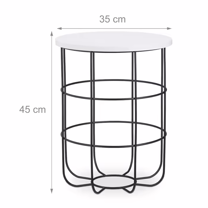 Relaxdays Round Side Table with Metal Basket