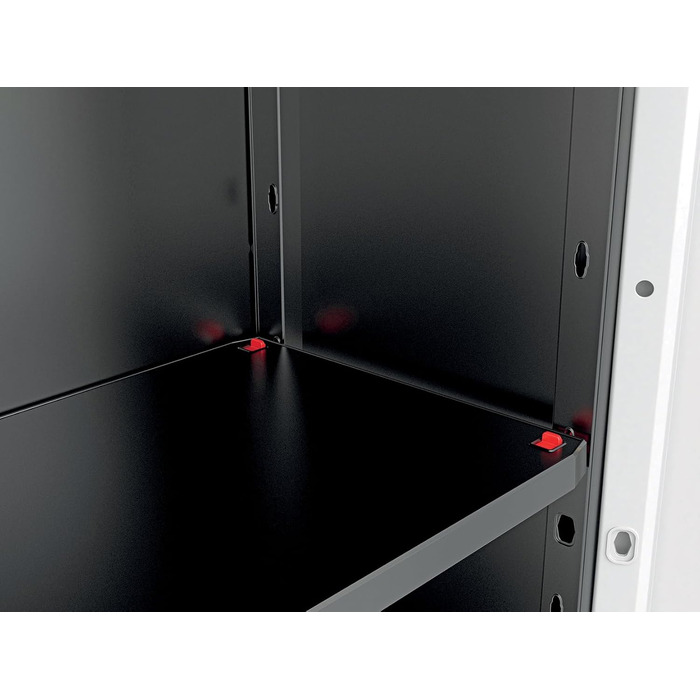 Keter Stilo Plastic Cabinet, tall, WxDxH: 68x39x173cm, gray/black/red, including 3 height-adjustable shelves (max. load capacity of 15kg each)