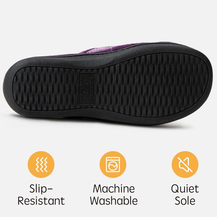 Домашні тапочки RockDove з регульованою застібкою та піною з пам'яті, 40/41 EU, баклажановий