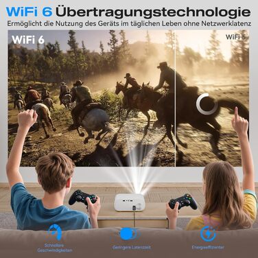 Smart Beamer з електричним фокусом та корекцією трапеції, 20000LM, 1080P Full HD, WiFi 6, Bluetooth 5.2, Mini проектор для домашнього кіно, сумісний з Netflix/YouTube/D+ (C10N)