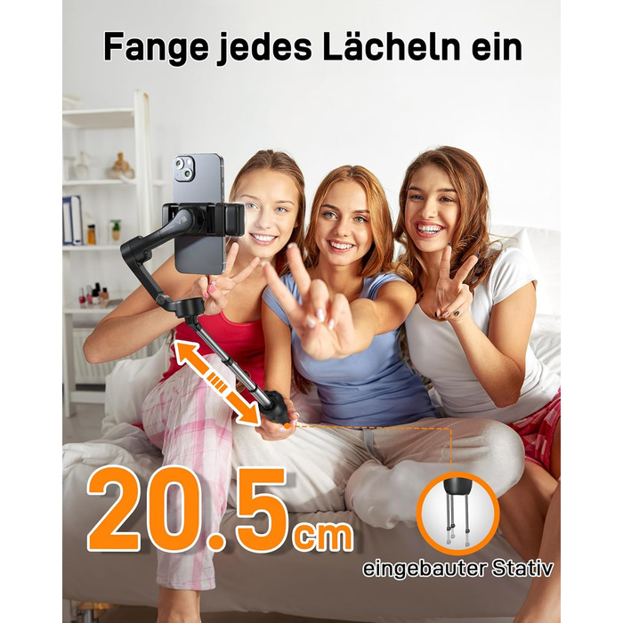 Hohem iSteady V3 - Стабілізатор для смартфона з контролером, AI-трекером, телескопічною штангою та штативом, чорний