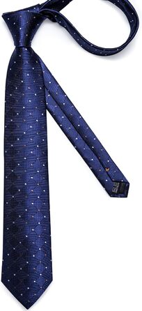 Набір краваток для чоловіків DiBanGu: краватка, хустинка, запонки, затискач. Шовкові, з візерунками смужок та клітин, блакитно-зелені (морська хвиля). Для офіційного стилю, весілля, ділових зустрічей.