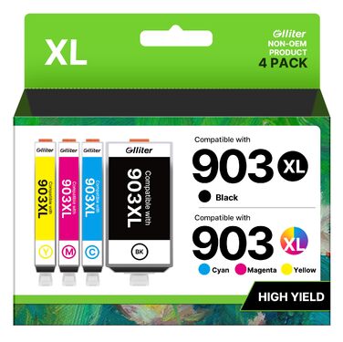 Комплект картриджів Glliter 903XL для принтерів HP OfficeJet Pro 6950, 6960, 6970, 6974 (чорний, блакитний, пурпуровий, жовтий), 4 шт.