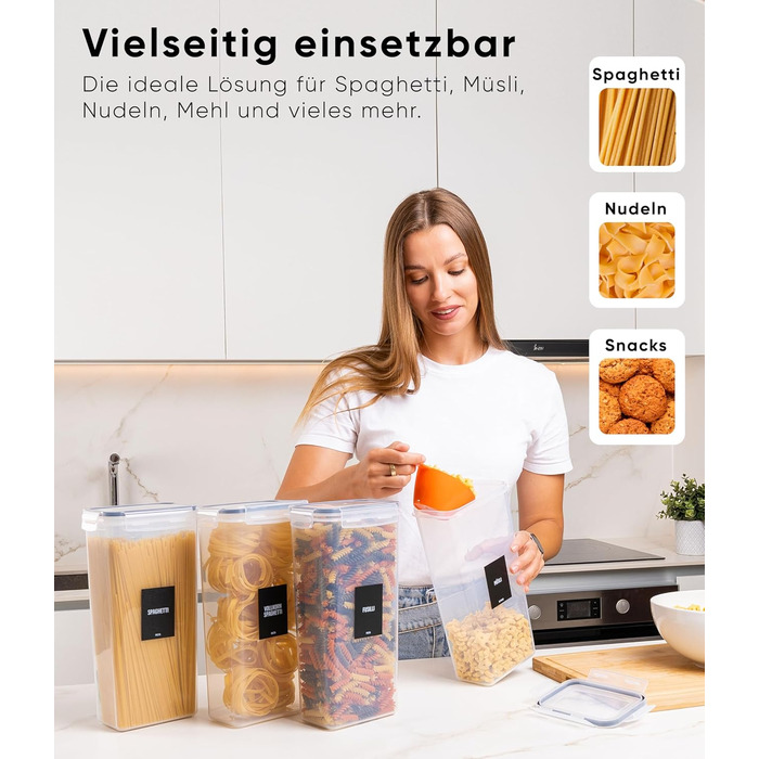 Набір контейнерів для зберігання Deco haus® 24 шт. з кришкою, герметичні - для кухні, продуктів, організації - для борошна, макаронів, мюслі