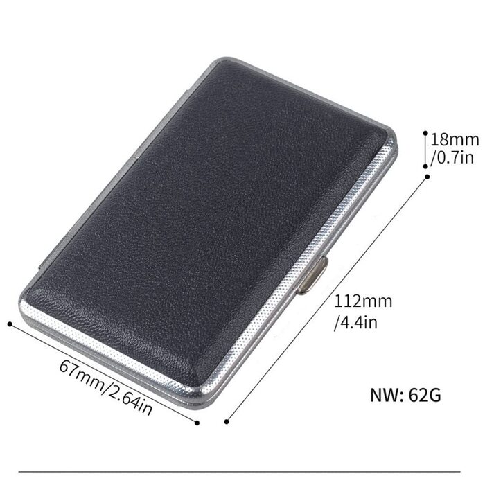 Чохол для сигарет жіночий шкіряний/металевий чорний на 20 slim або 14 normal сигарет