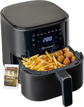 Фритюрниця повітряна Sommertal HF760-7.6L XXL з сенсорним екраном, 8 програм, 2000 Вт – енергозберігаюча та здорова, велика фритюрниця Air Fryer (4.0 L)