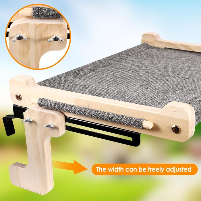 Підвісне ліжко для котів на підвіконня, 45x36 см, міцне, до 40 кг, з тканини льон