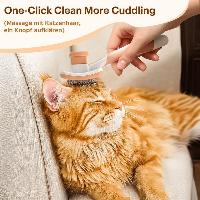 Щітка для котів та собак з довгим та коротким волоссям - видаляє підшерсток та ковтуни. Масажна щітка з антиковзним покриттям, помаранчевий колір, розмір S