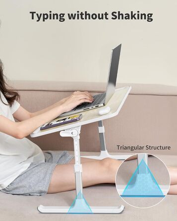 Приставний столик SAIJI для ноутбука з регулюванням висоти, 5 рівнів, складаний, для дивану/підлоги, 52*30 см, теак, 60*33 см