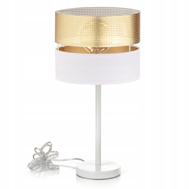 Настільна нічна лампа з ажурним золотистим абажуром, патрон E27, LED
