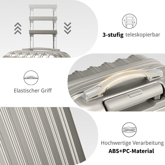 Набір валіз LALAHO 3 шт. з жорстким корпусом, великий дорожній набір, валізи з колесами, матеріал ABS+PC, ручна поклажа, набір валіз з жорстким корпусом, м'ятно-зелений колір