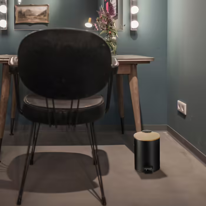 Relaxdays Trash Can 3 l with Bamboo Lid