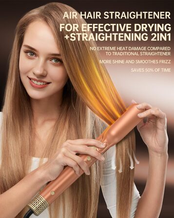 Webeauty 7-в-1 Стайлер для волосся: фен, плойка, брашинг, дифузор, 110,000 об/хв, 25 м/с, 500 млн негативних іонів, Dual Voltage, Mokka