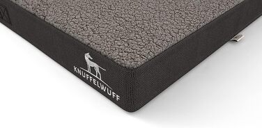 Ортопедичний килимок для собак Knuffelwuff Ellenie з тедді та велюру, 79 x 60 см, сірий - неслизьке дно, легко мити, для великих, середніх та маленьких собак, розмір L 79 x 60 x 10 см