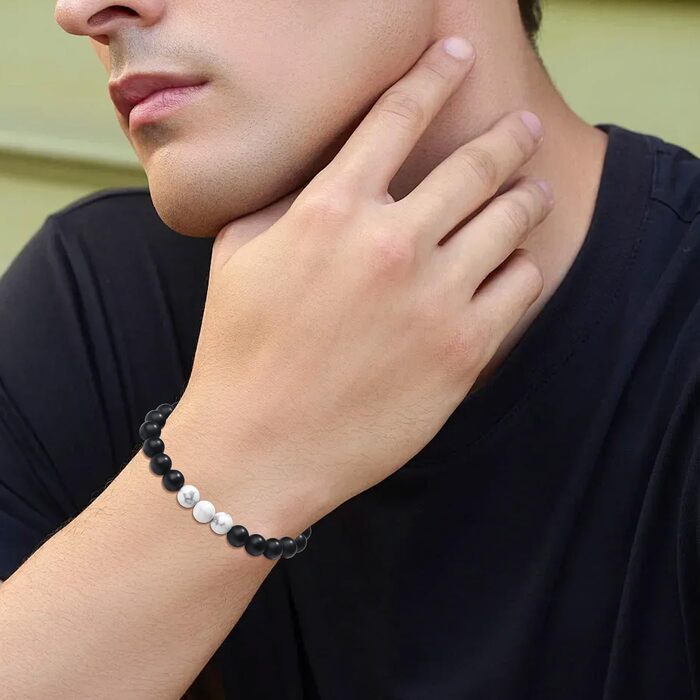 Чоловічі браслети з натурального каміння: тигрове око, лава, онікс, бірюза. Набір 3-4 шт.