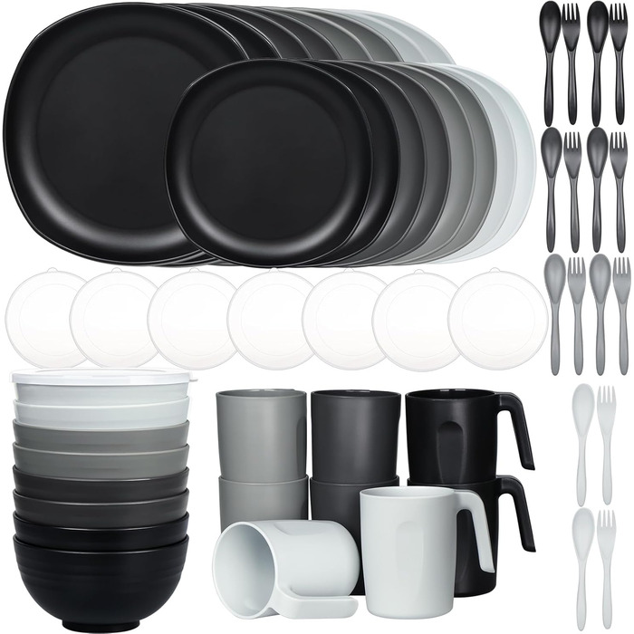 Набір посуду з PP | Легкий та незламний сервіз з 16 предметів для дітей та дорослих, тарілки, миски, чашки