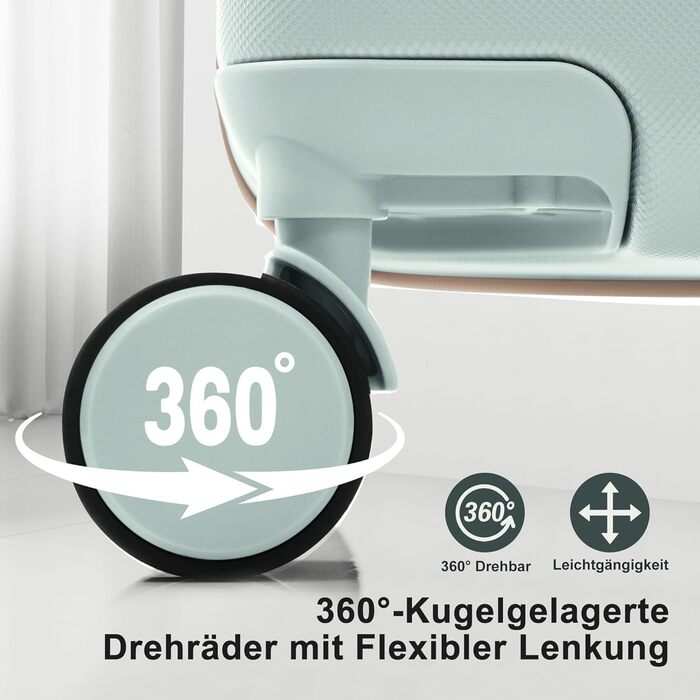 Набір валіз Merax Hartschalen 5-ти частинний: 3 валізи та 2 косметичні сумки, рожево-бежевий та хакі, з колесами