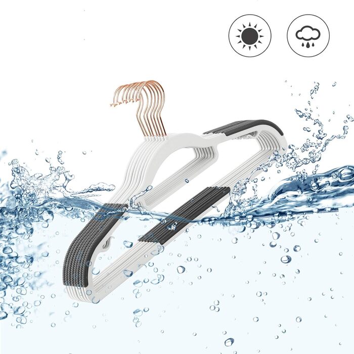 Набір вішалок SONGMICS 50 шт., пластик, антиковзаючі, компактні, товщина 0,5 см, 42 см, поворотний гачок 360°, срібло, білий + темно-сірий