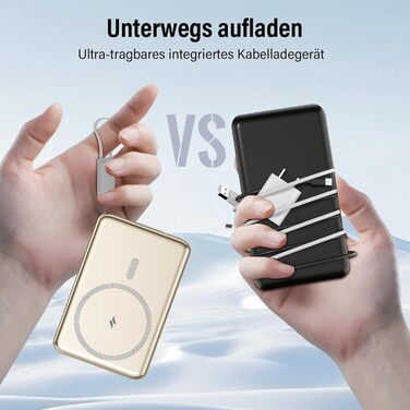 Power Bank MagSafe 5000mAh 20W PD з бездротовою зарядкою, USB-C, для iPhone 16/15/14/13/12 (Золотий)