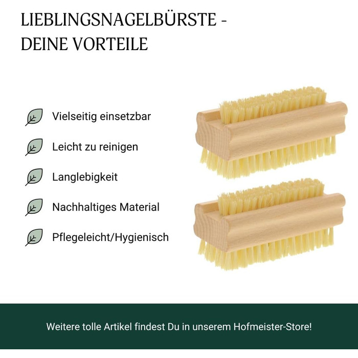 HOFMEISTER® Bath Brush with soft natural bristles, made of pear wood, 44 cm length, Made in Germany (Nail Brush, 2)
