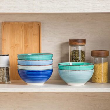 Vancasso Soup Bowls, Stoneware, BONITA 6-Piece Bowl Set, Salad Bowl, Pasta Bowls, Bowl Set
