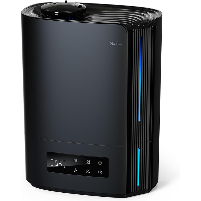 Зволожувач повітря AROEVE 6L з аромадифузором, ультразвуковий, для дитячої кімнати, 60 годин роботи, тихий, з контролем вологості, чорний