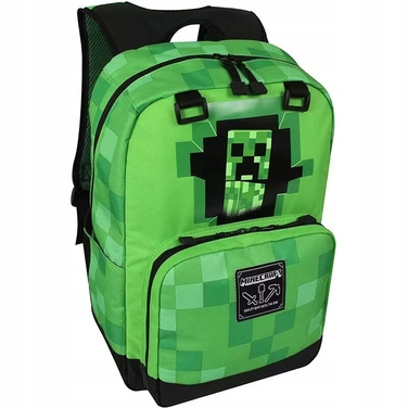 Багатовідсіковий шкільний рюкзак Minecraft: синій, відтінки коричневого, бежевого та зеленого