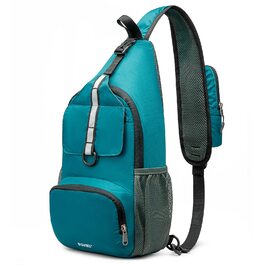 Сумка через плече G4Free Brusttasche - Складна нагрудна сумка, поясна сумка для подорожей, хайкінгу, велоспорту, бігу, альпінізму (блакитно-зелений)