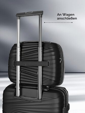 Набір ультралегких валіз Pactastic з жорстким корпусом, 3 предмети, Black Metallic, розмір XS