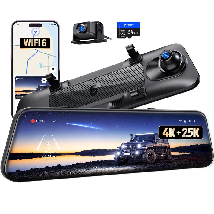 Відеореєстратор-дзеркало Pelsee S12 Native 4K + 2.5K, 12