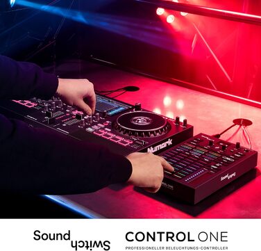 SoundSwitch Control One – Професійний контролер освітлення DMX для DJ з 3 місяцями доступу до програмного забезпечення SoundSwitch, підтримка DMX та Phillips Hue. Чорний колір