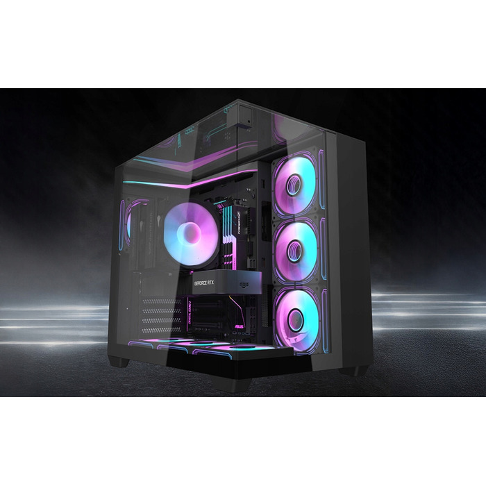 Корпус для комп'ютера darkFlash TH285 Cube Case ATX aRGB, 4 вентилятори, загартоване скло