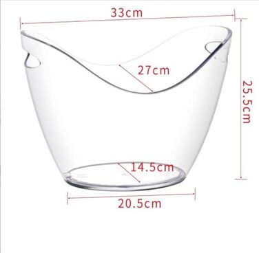 Емальований відро для шампанського 8L, відро для льоду, охолоджувач для вина та шампанського, велике відро для льоду, контейнер для фруктів та овочів (прозорий)