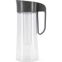 Карафка для води Cucina Sana з фруктовим вставкою, 2 л, Tritan, BPA-free, з кришкою, чорна, для фруктової води, можна мити в посудомийці