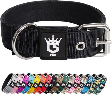 Тактичне нашийник для собак TSPRO, міцний нашийник з металевою застібкою, ширина 3,3 см, регульований та товстий, чорний (S), розмір шиї S (регульований 32-40 см), чорний