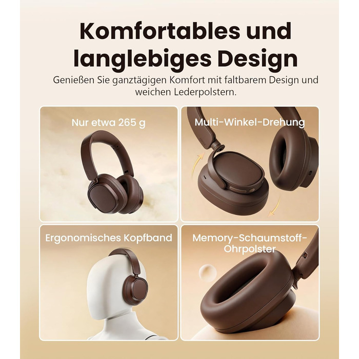 Навушники бездротові Edifier ES850NB з шумозаглушенням, Hi-Res Audio, Bluetooth 5.4, коричневі