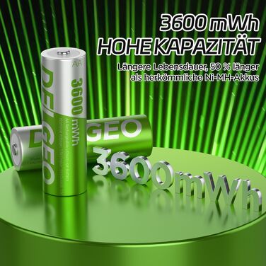 Набір акумуляторів AA 1.5V Li-ion 3600mWh (8 шт.) з зарядним пристроєм, перезарядні літієві батарейки