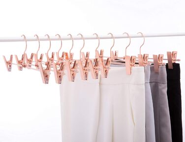 20 шт. Міцні вішалки для штанів та спідниць Rose Gold (мідь) з обертовими гачками та регульованими кліпсами